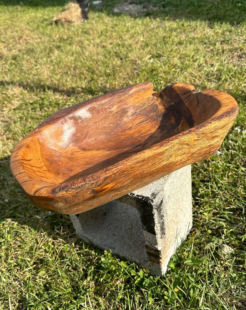19" MAHOGANY Hand Carved Artisan Bowl
